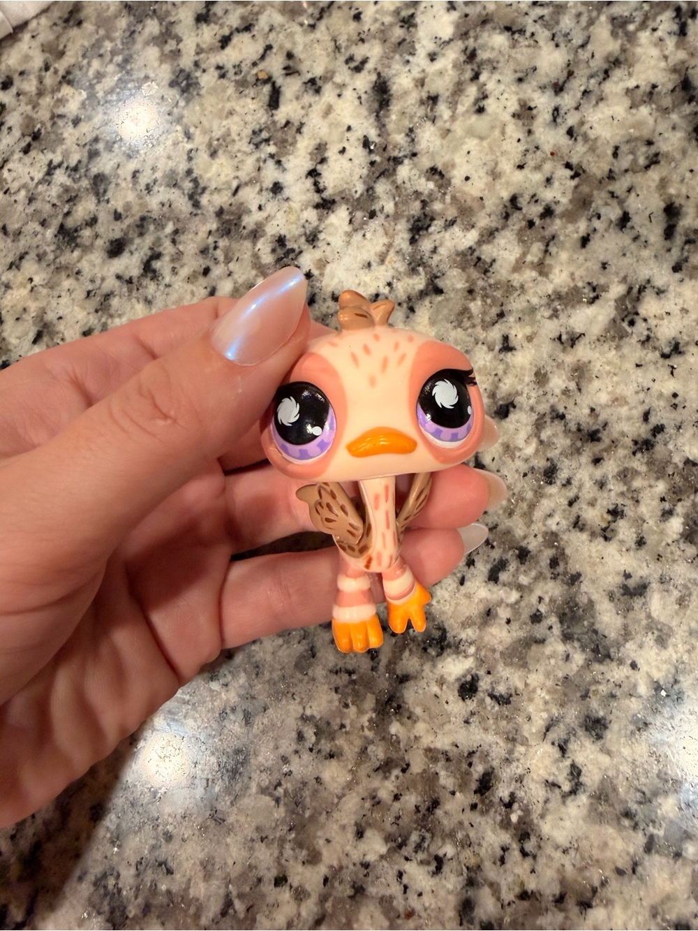 Littlest Pet Shop Peach & Orange Bird Figure with Purple Eyes